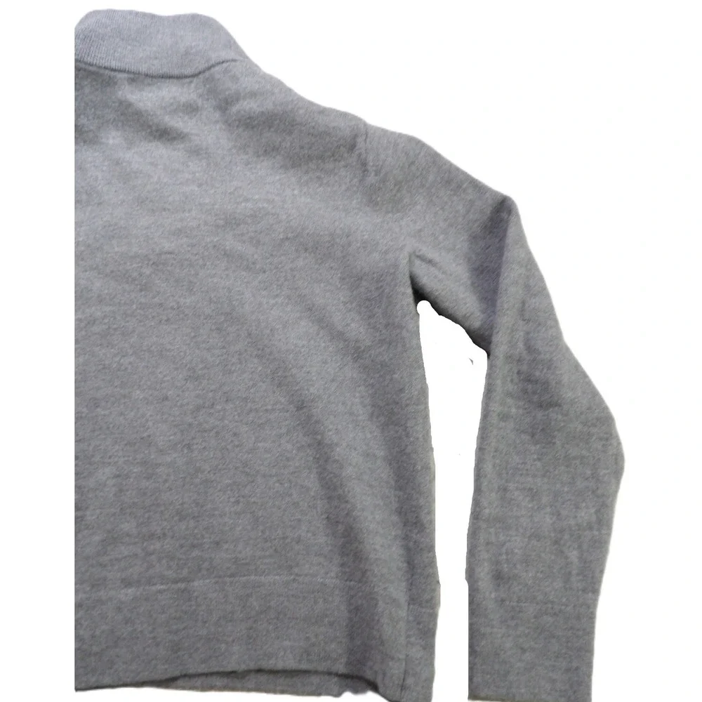 Banana Republic Sweater Men L Gray Italian Merino Wool Mockneck Knit 1/4 Zip Top